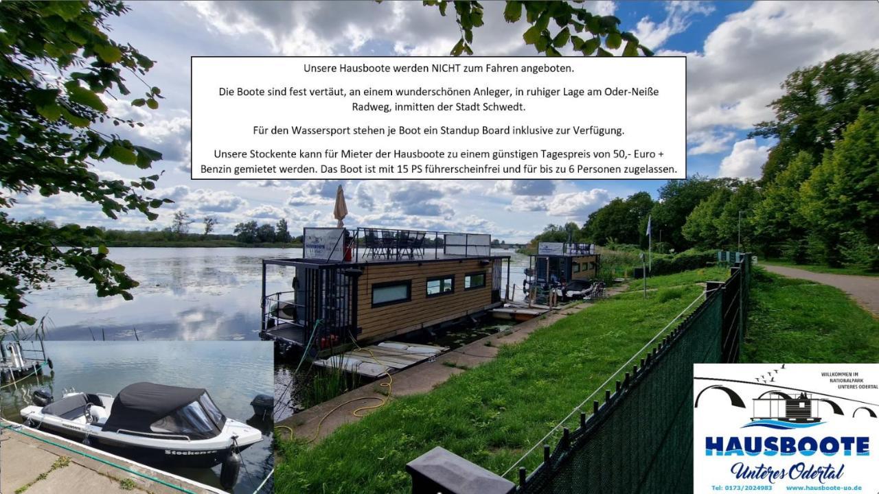 Hausboote Unteres Odertal Hausboot Kranich Otel Schwedt Dış mekan fotoğraf